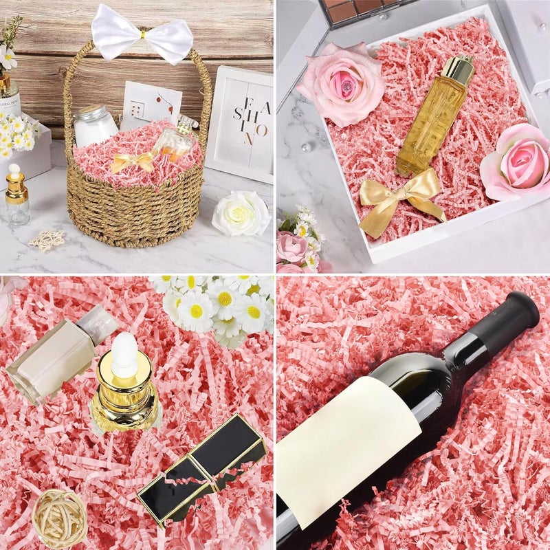 WUINOID Valentines Pink Crinkle Cut Paper Shred Filler for Gift Baskets Box Bags 1/2 LB, Shredded Paper Grass for Bridesmaid Engagement Wedding Valentine's Day Mother's Day Easter Christmas Holiday Packaging Wrapping - Image 3